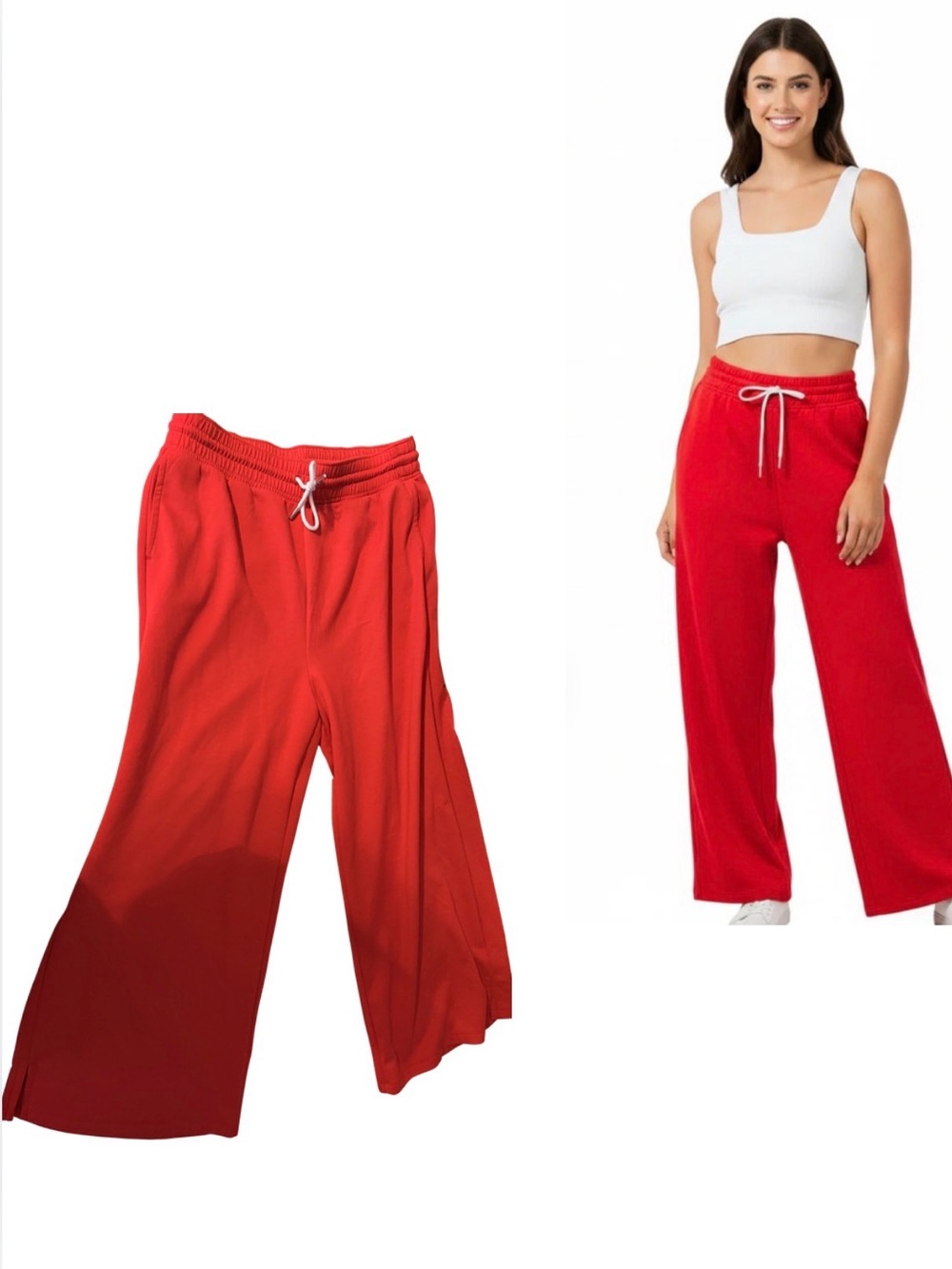 Zenana Outfitters Wide Leg Drawstring Pants - Red
